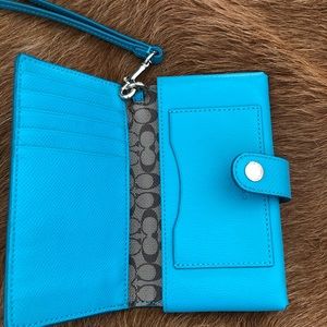 Coach turquoise wristlet